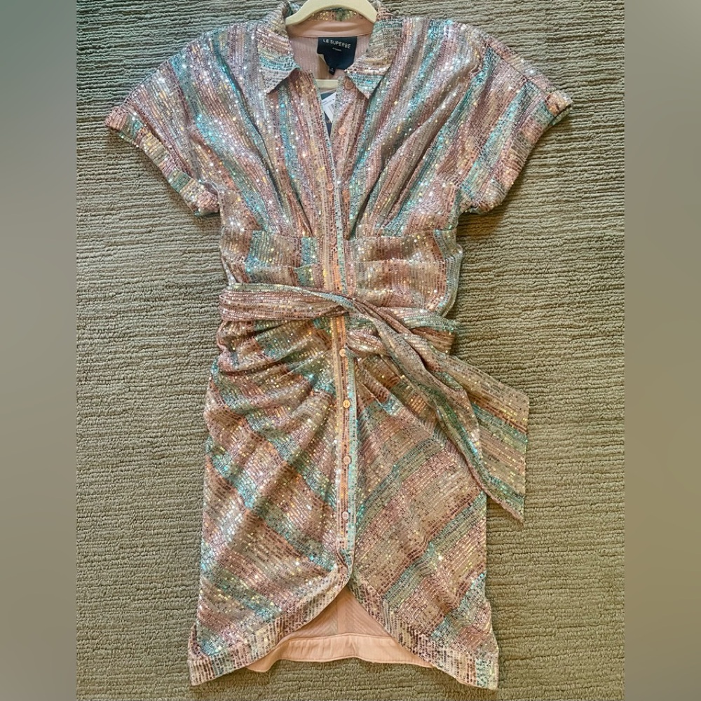 Le Superbe Sequin Dress with Tie Waist